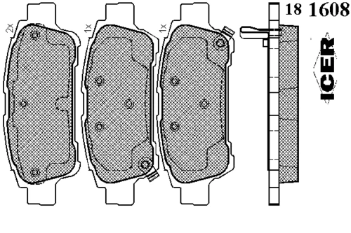 181608 ICER Комплект тормозных колодок, дисковый тормоз (фото 2)