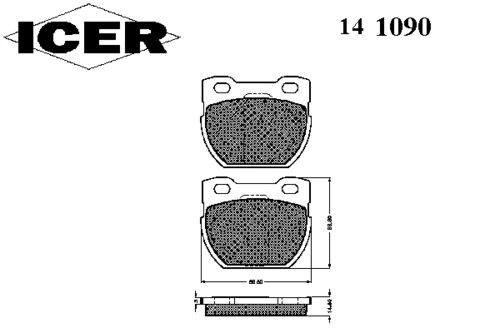 141090 ICER Комплект тормозных колодок, дисковый тормоз (фото 1)