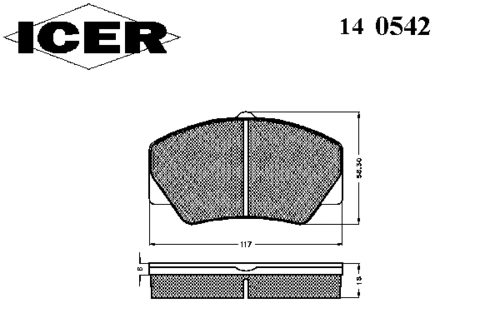140542 ICER Комплект тормозных колодок, дисковый тормоз (фото 2)