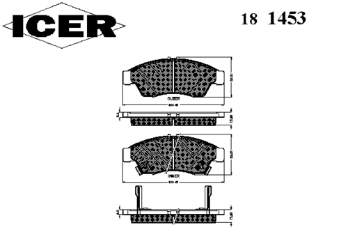 181453 ICER Комплект тормозных колодок, дисковый тормоз (фото 2)