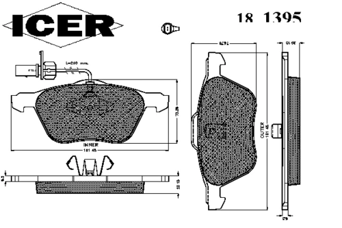 181395 ICER Комплект тормозных колодок, дисковый тормоз (фото 2)