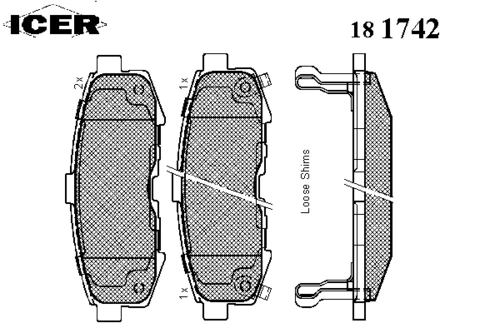 181742 ICER Комплект тормозных колодок, дисковый тормоз (фото 2)