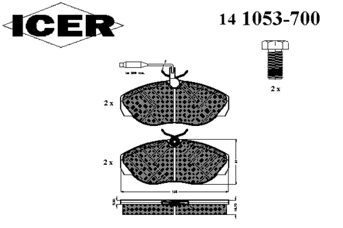 141053-700 ICER Комплект тормозных колодок, дисковый тормоз (фото 2)