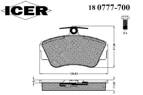 180777-700 ICER Комплект тормозных колодок, дисковый тормоз (фото 2)