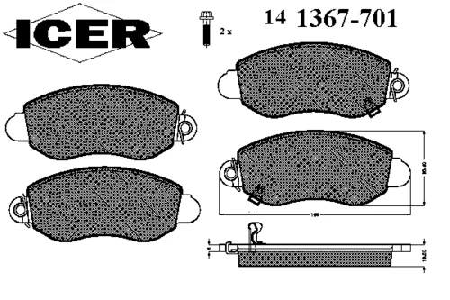 141367-701 ICER Комплект тормозных колодок, дисковый тормоз (фото 2)