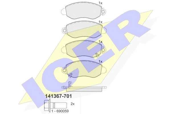 141367-701 ICER Комплект тормозных колодок, дисковый тормоз (фото 3)