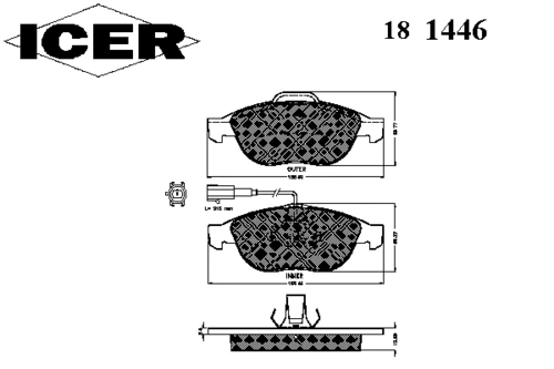 181446 ICER Комплект тормозных колодок, дисковый тормоз (фото 2)