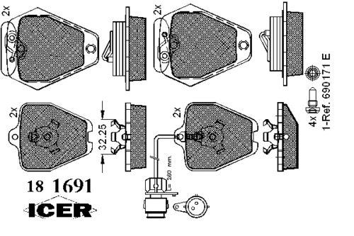 181691 ICER Комплект тормозных колодок, дисковый тормоз (фото 2)