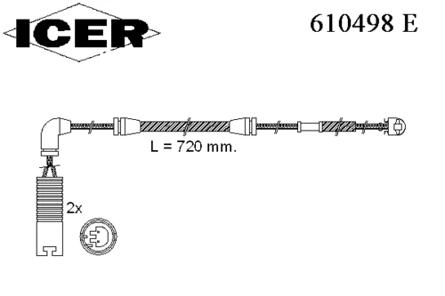 610498 E ICER Датчик износа торм. колодок задн. bmw (фото 1)