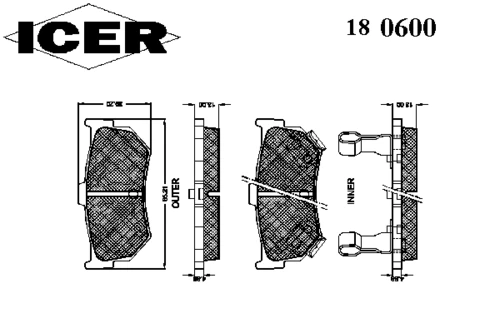 180600 ICER Комплект тормозных колодок, дисковый тормоз (фото 2)