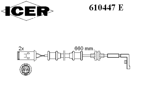 610447 E ICER Датчик износа торм. колодок перед. opel (фото 1)