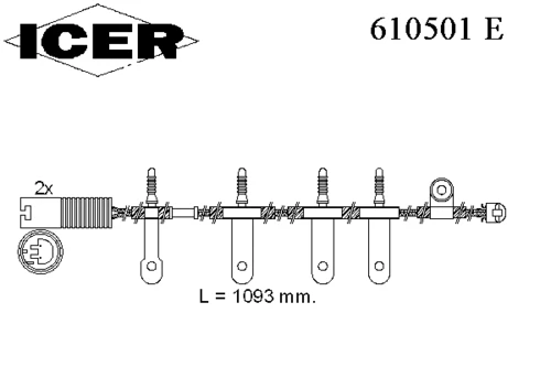 610501 E ICER Датчик износа торм. колодок задн. mini (фото 1)