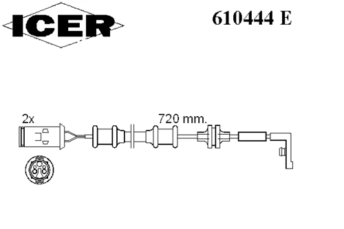 610444 E ICER Датчик износа торм. колодок перед. opel (фото 1)