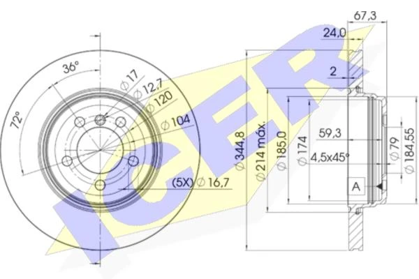 78BD6129 ICER Диск тормозной задний bmw e65/e66 4.4i/li/6.0i/li/4.0d 01> (фото 1)