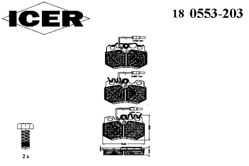 180553-203 ICER Комплект тормозных колодок, дисковый тормоз (фото 2)