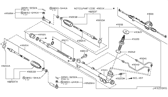 49001CG100 NISSAN Рейка рулевая (фото 2)