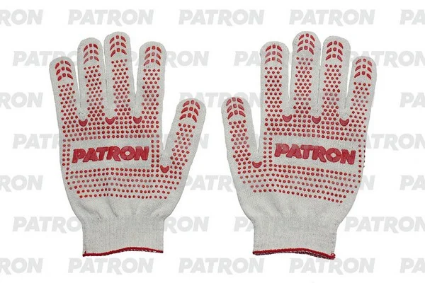 PPG101 PATRON Перчатки трикотажные с ПВХ покрытием точка, из 4-х нитей 10 класс, белого цвета (мин. заказ 3 пары) (фото 1)