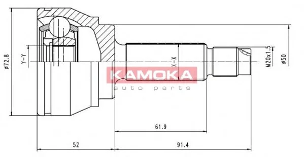 6168 KAMOKA Шарнирный комплект, приводной вал (фото 1)