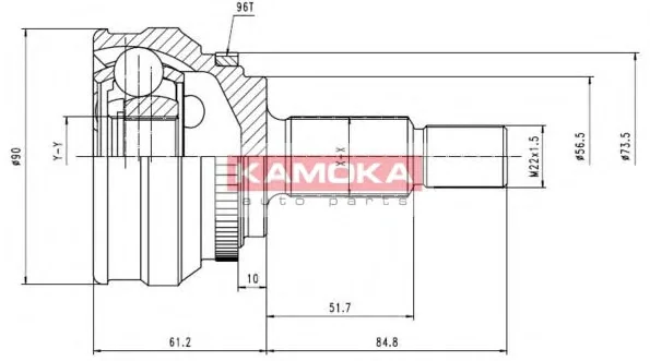 6566 KAMOKA Шрус наружний (со стороны колеса) (фото 1)