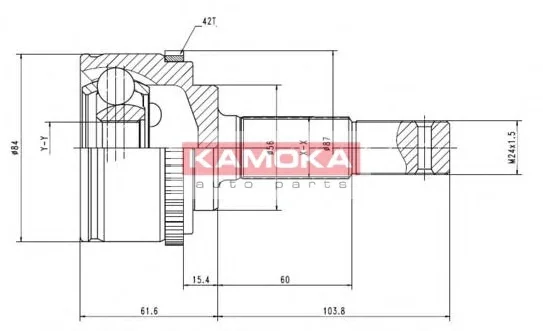 6844 KAMOKA Шарнирный комплект, приводной вал (фото 1)