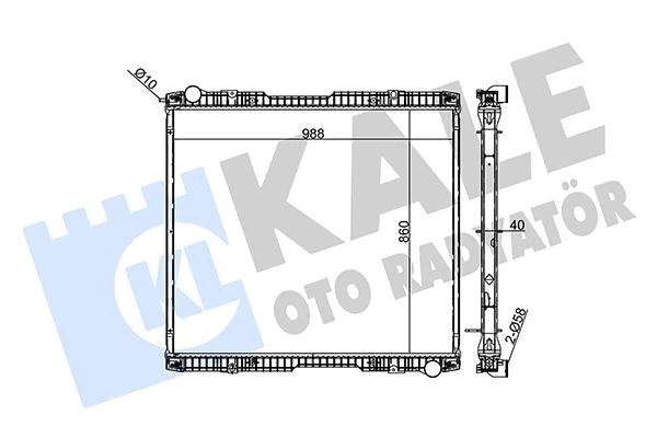 349340 KALE Радиатор системы охлаждения пластик/алюминий 860x990x40 scania r-series 03/04--> (фото 1)