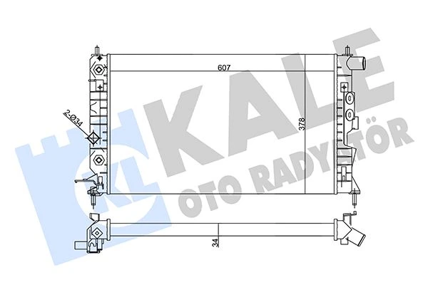 357040 KALE Радиатор системы охлаждения opel vectra b 2.0di/2,5i 95-99 (фото 1)