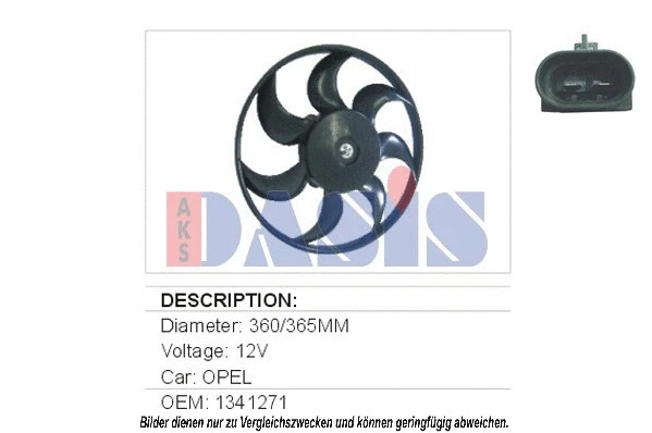 158250N AKS DASIS Вентилятор, охлаждение двигателя (фото 1)