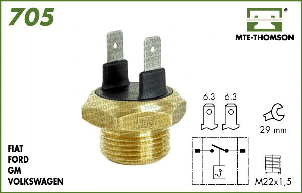 705.92/87 MTE-THOMSON Термовыключатель, вентилятор радиатора (фото 1)