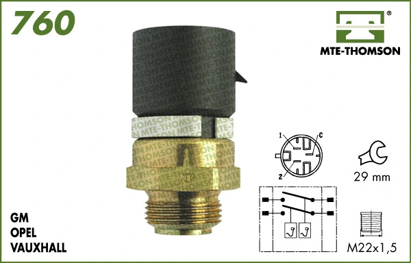 760.95/105 MTE-THOMSON Термовыключатель, вентилятор радиатора (фото 1)