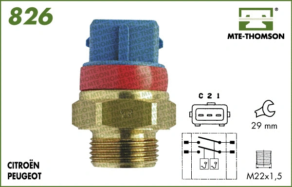 826.97/100 MTE-THOMSON Термовыключатель, вентилятор радиатора (фото 1)