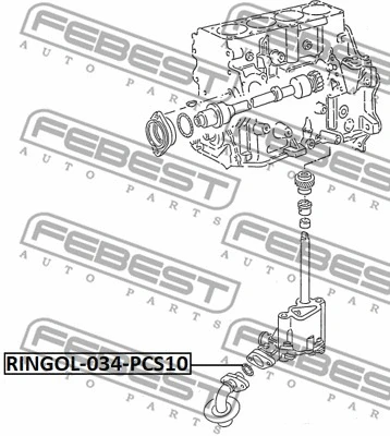 RINGOL-034-PCS10 FEBEST Прокладка, сетчатый масляный фильтр (фото 2)