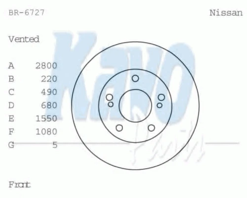 BR-6727 KAVO PARTS Тормозной диск (фото 1)