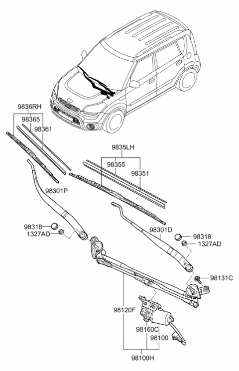 983512K000 HYUNDAI/KIA/MOBIS Накладка щетки стеклоочистителя (фото 3)