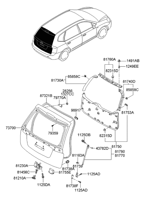 81770-1D010 HYUNDAI/KIA/MOBIS Амортизационная стойка багажной двери (фото 6)