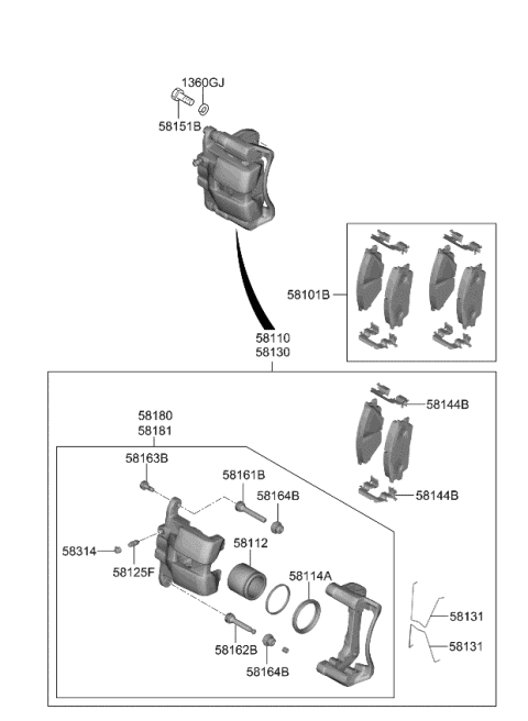 58101K0A10 HYUNDAI/KIA/MOBIS Комплект тормозных колодок с накладками (фото 3)