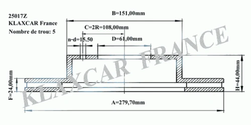 25017z KLAXCAR FRANCE Тормозной диск (фото 2)