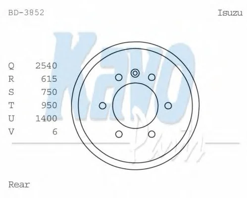 BD-3852 KAVO PARTS Тормозной барабан (фото 1)