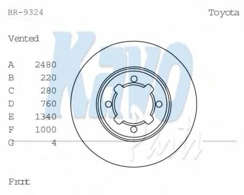 BR-9324 KAVO PARTS Тормозной диск (фото 1)