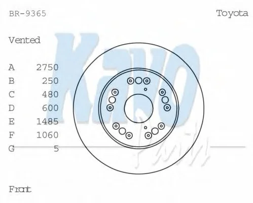 BR-9365 KAVO PARTS Тормозной диск (фото 1)