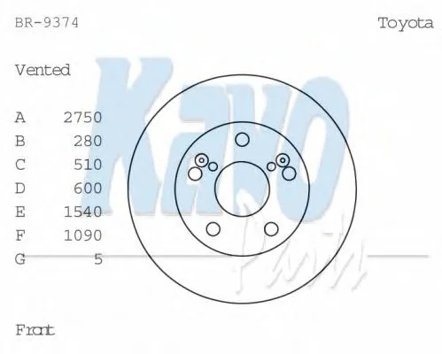 BR-9374 KAVO PARTS Тормозной диск (фото 1)