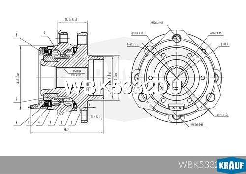 WBK5332DU KRAUF Ступица колеса с подшипником в сборе (фото 6)