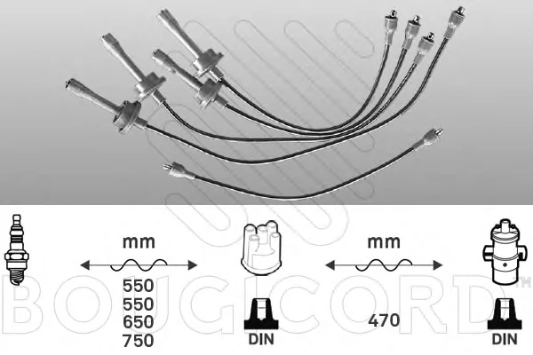 4012 BOUGICORD Высоковольтные провода (комплект проводов зажигания) (фото 1)