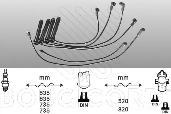 7214 BOUGICORD Высоковольтные провода (комплект проводов зажигания) (фото 1)