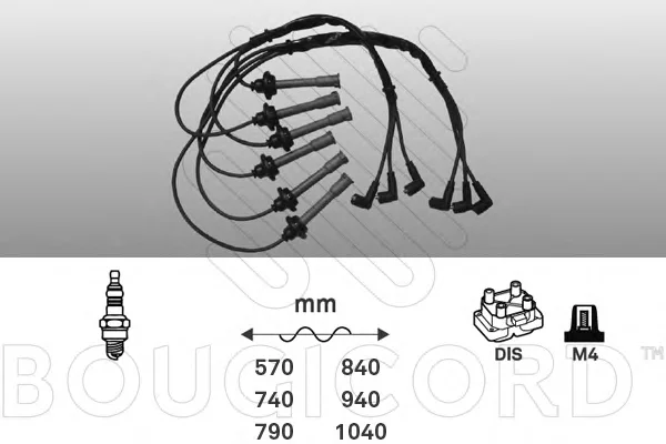 9704 BOUGICORD Высоковольтные провода (комплект проводов зажигания) (фото 1)