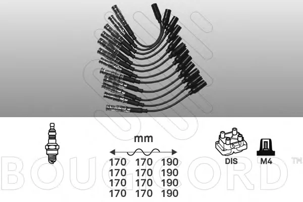 9840 BOUGICORD Высоковольтные провода (комплект проводов зажигания) (фото 1)
