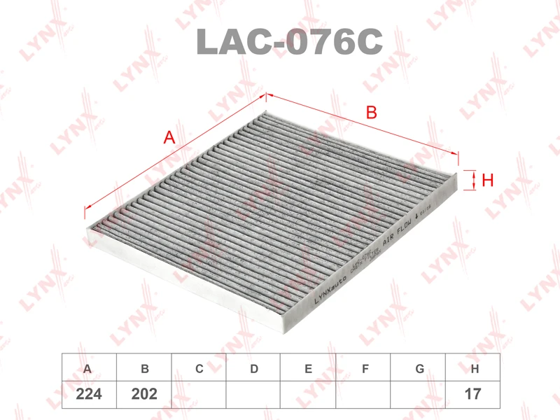 LAC-076C LYNXAUTO Фильтр, воздух во внутренном пространстве (фото 2)
