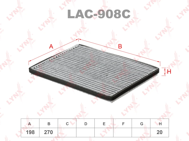 LAC-908C LYNXAUTO Фильтр, воздух во внутренном пространстве (фото 2)