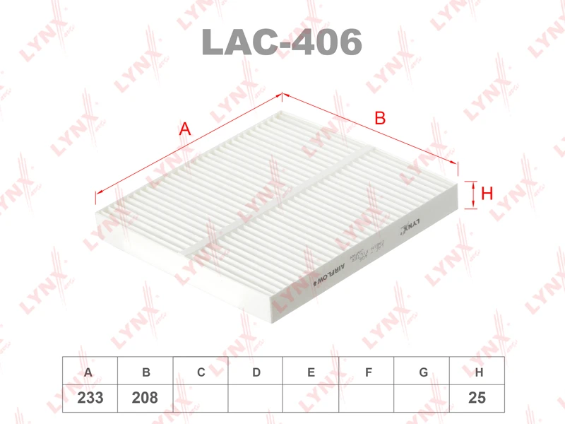 LAC-406 LYNXAUTO Фильтр, воздух во внутренном пространстве (фото 2)