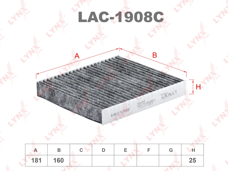 LAC-1908C LYNXAUTO Фильтр, воздух во внутренном пространстве (фото 2)