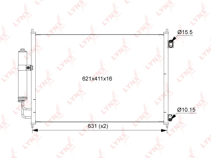 RC-0016 LYNXAUTO Конденсатор, кондиционер (фото 3)
